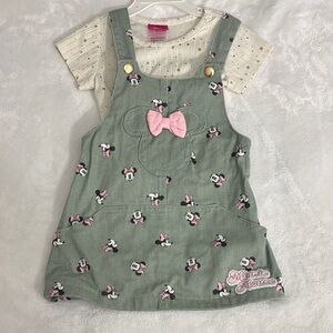 Disney Minnie Mouse Green and Pink Casual Dress